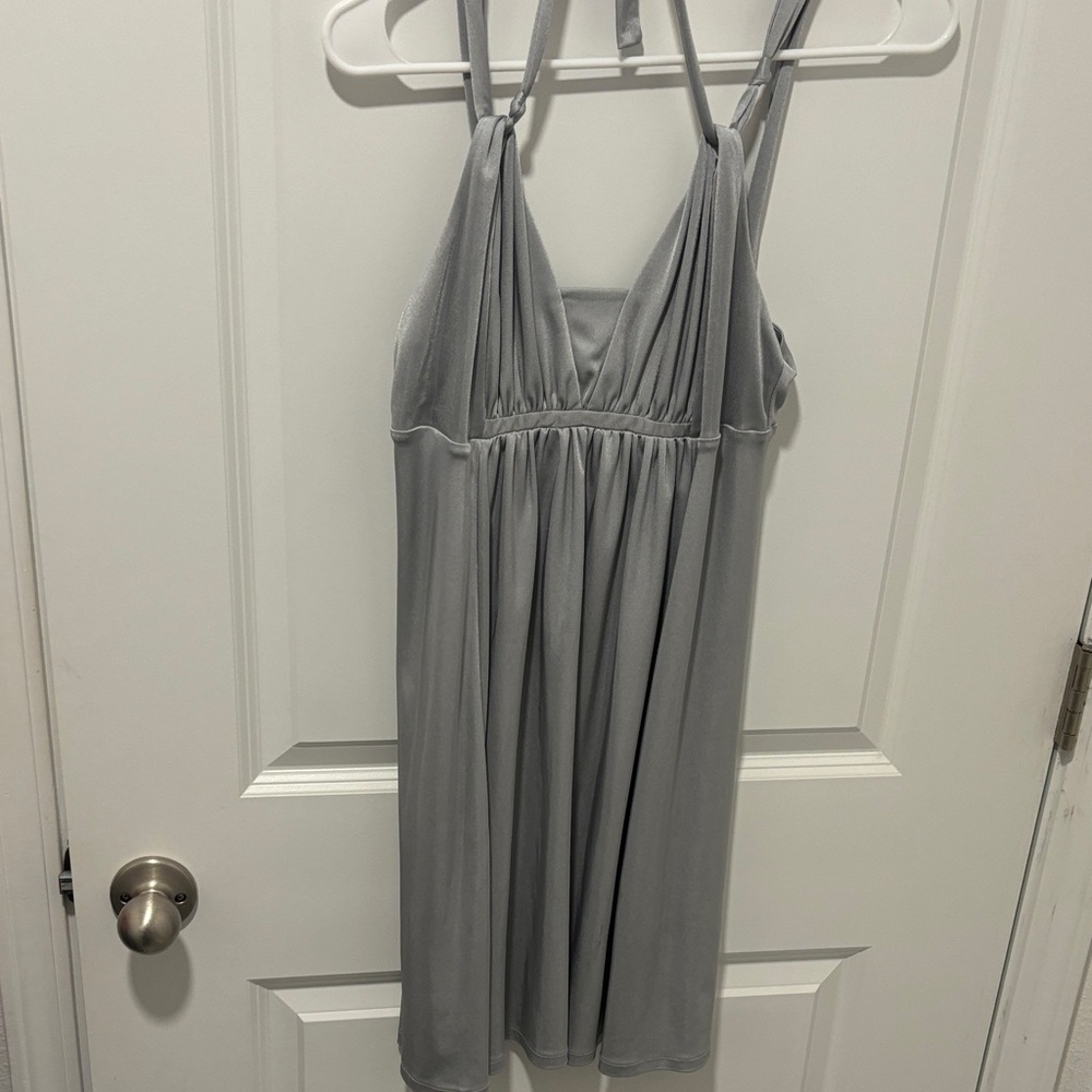 Elegant Gray Sleeveless Dress Babydoll Style